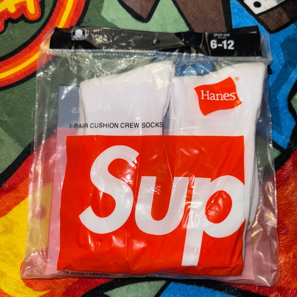 Hanes White and Red Crew Socks - Party Essential